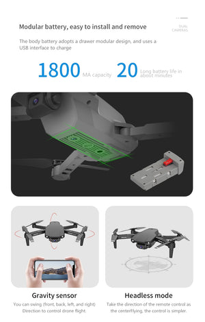 RC Mini Drone with 4K Double Camera
